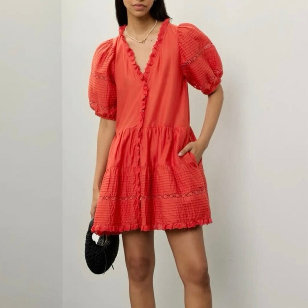 Sea New York Antonina red Puff Sleeve Dress